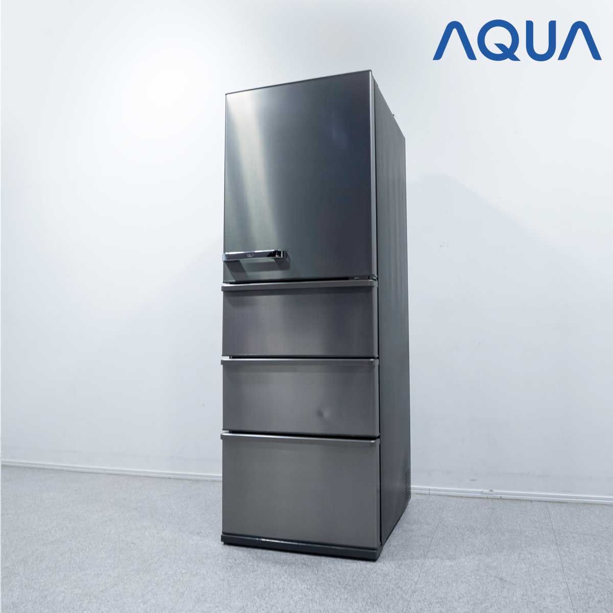 【中古品】AQUA アクア AQR-V43J 冷蔵庫 右開き 4ドア 430L チタニウムシルバー 19年製