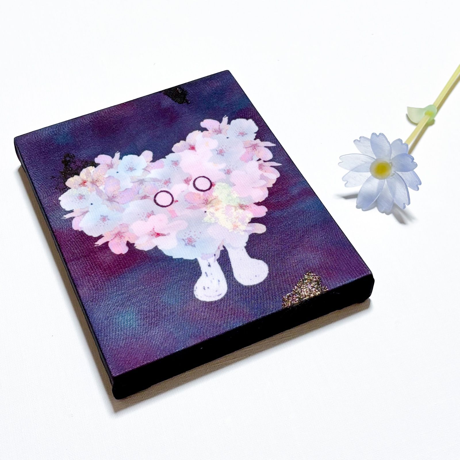 |アート|作品|F0|春|テクスチャーアート|現代アート|桜|染め|桜色|花|キャンバス|金箔