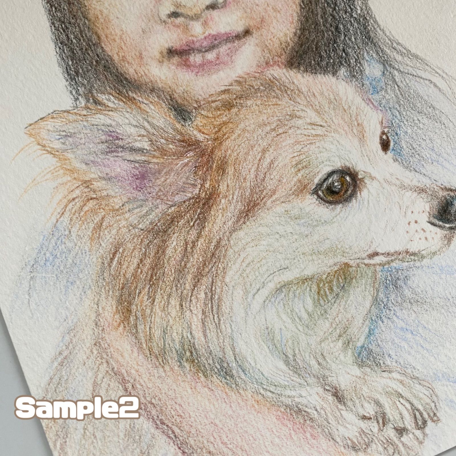 色鉛筆画 オーダーメイド オリジナル 動物 人物 愛犬 犬 愛猫 猫 絵