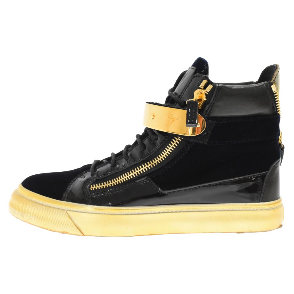 Zanottiの黒金のハイカットスニーカー Zanottiの黒金のハイカットスニーカー