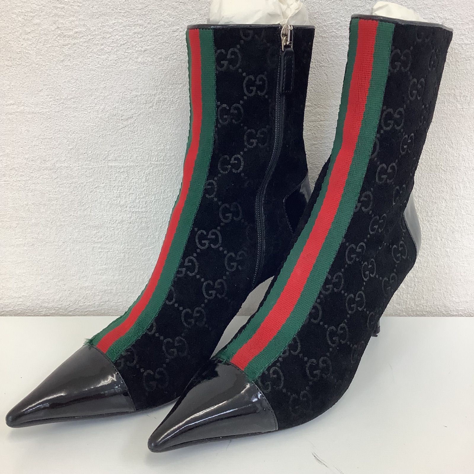 GUCCI gg ロゴ タッセルレザーショートブーツ 黒 21.5cm - メルカリ