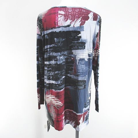 未使用品 ルイテミス LUITHEMIS 長袖 Tシャツ カットソー ロンT チュニック 44 灰系 グレー ストレッチ タグ付 総柄 レディース other - LUITHEMIS 長袖 Tシャツ カットソー ロンT チュニック