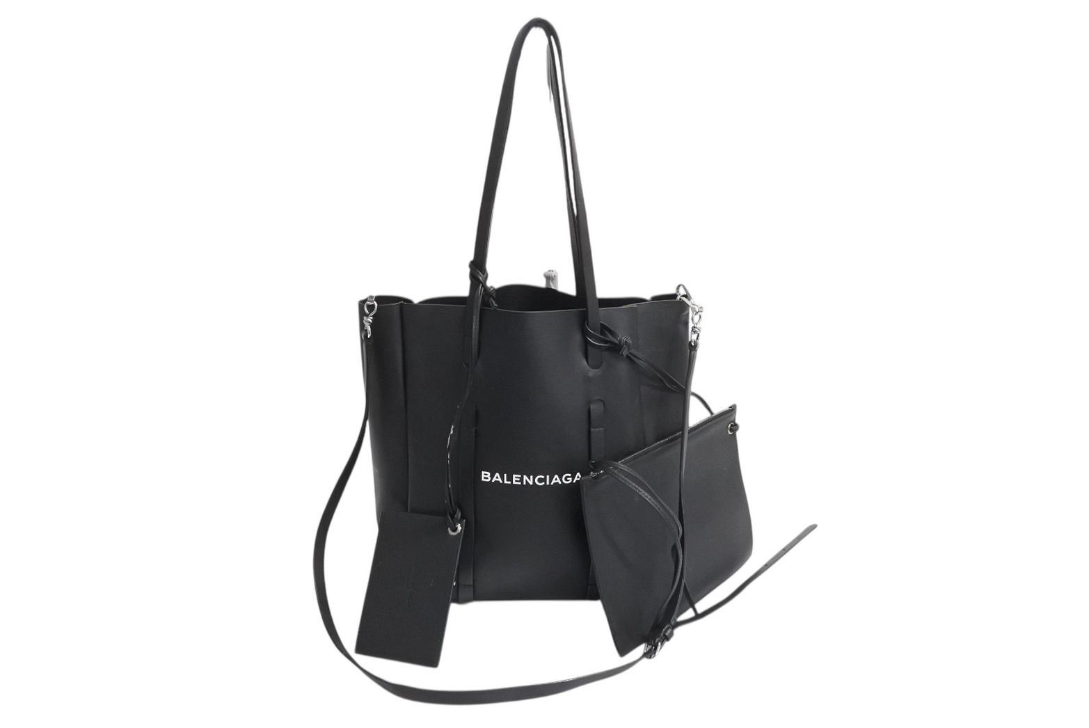 BALENCIAGA バレンシアガ エブリデイ トート XS 2WAY トートバッグ ショルダーバッグ 489813 レザー ブラック ホワイト 4b003303
