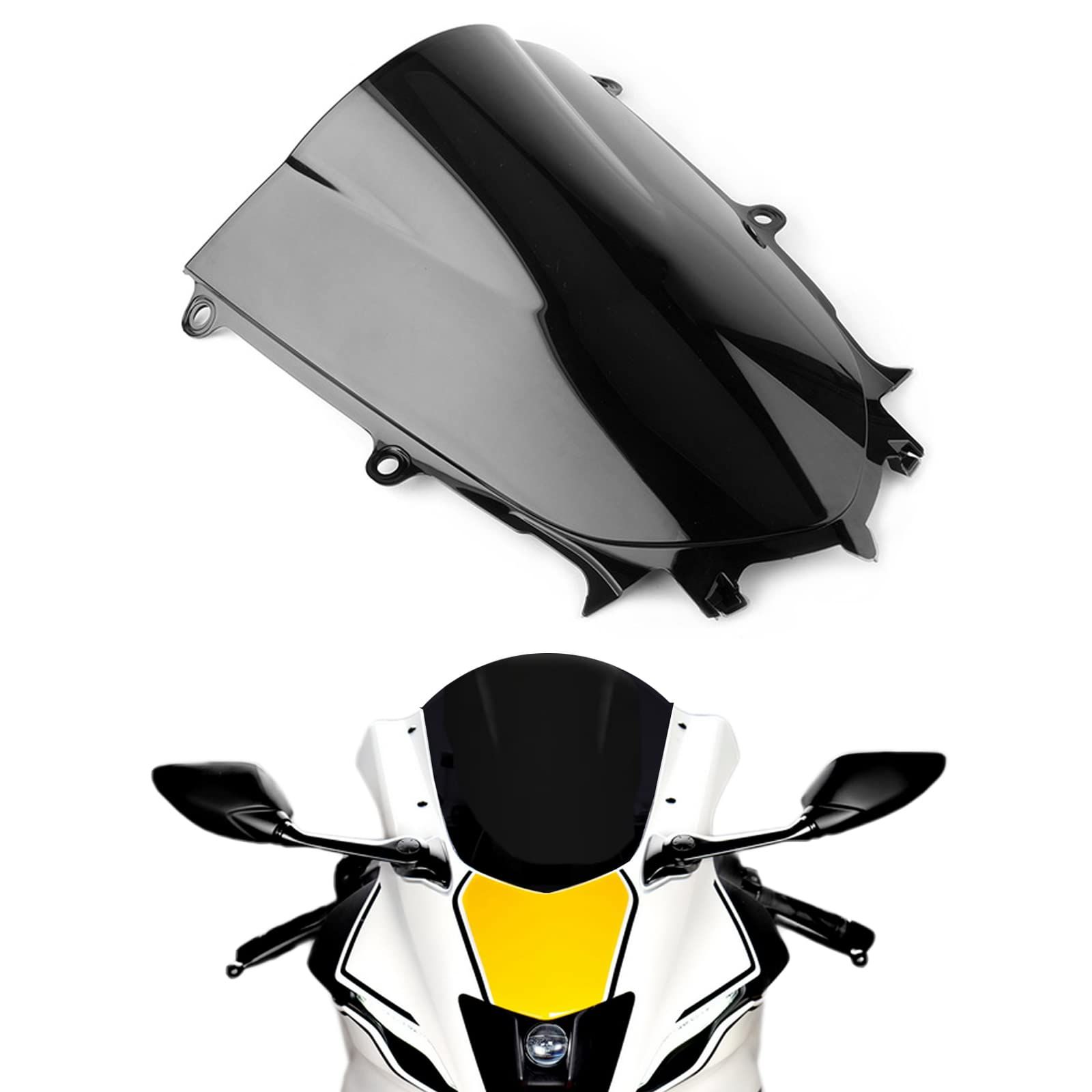 スポーツフェアリング フロントガラス ヤマハ YZF R6 2017 2018 2019 R7 2021 2025オートバイウィンドスクリーン ウィンドディフレクター ブラック