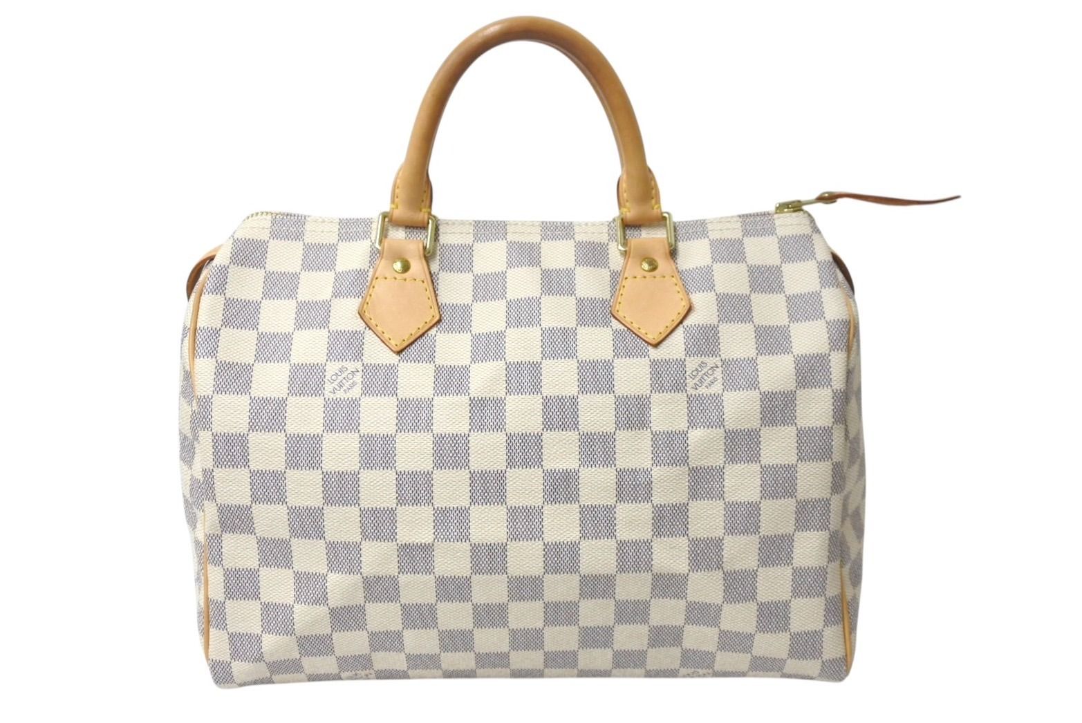 LOUIS VUITTON ルイヴィトン ダミエ アズール スピーディ30 ハンドバッグ N41533 ホワイト ゴールド金具 ロゴ 4b000988