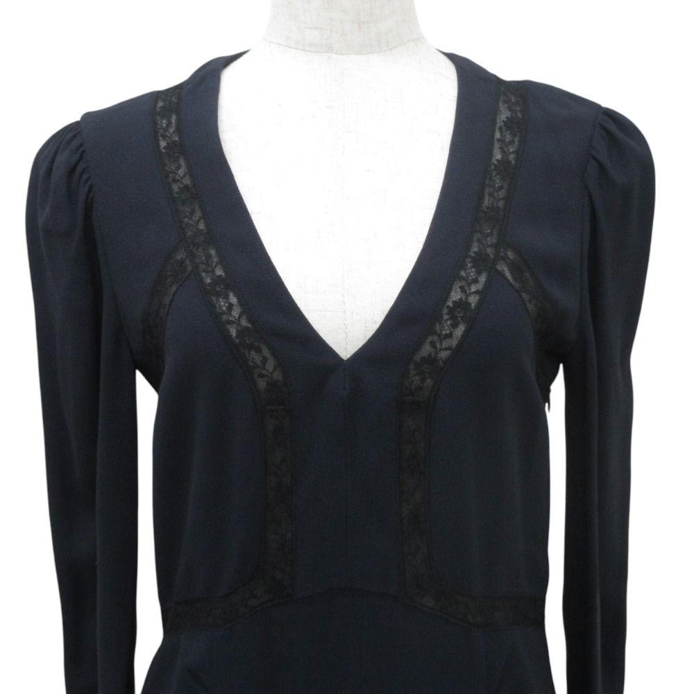 良品 PRADA プラダ パフスリーブ レースドレス フレアワンピース 36  