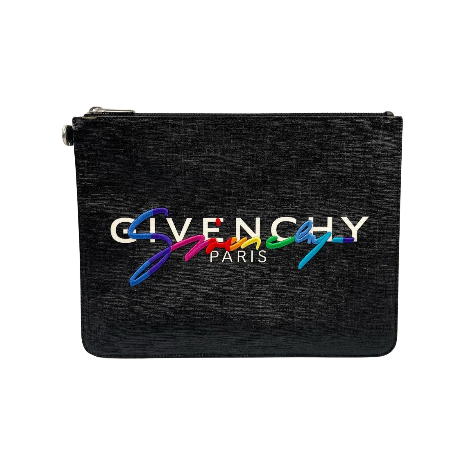GIVENCHY◇クラッチバッグ/--/BLK/ストライプ/ex/0125 GIVENCHY 