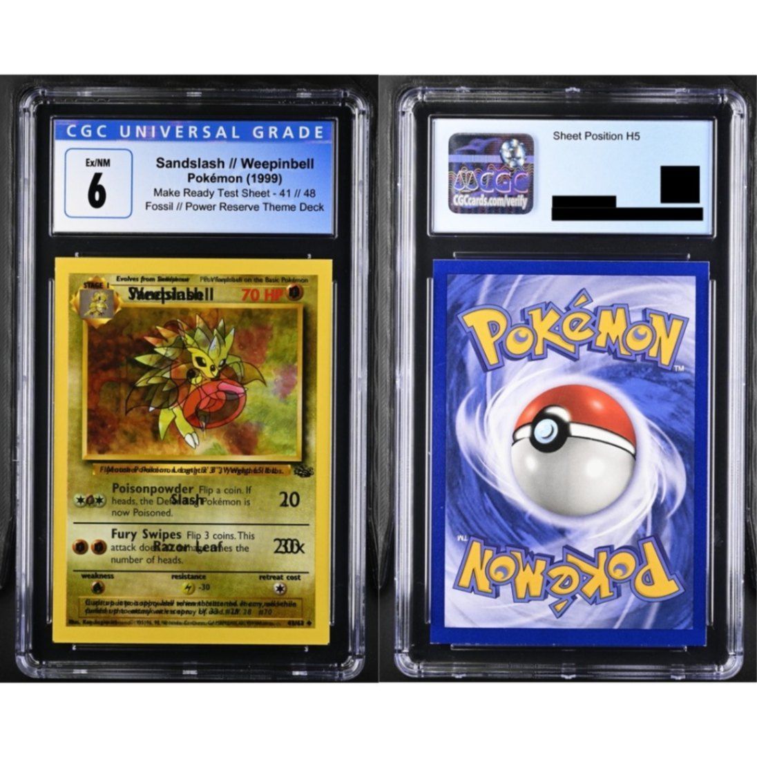 【CGC6】 サンドパン/ウツドン Sandslash//Weepinbell 1999 Test Sheet 41//48