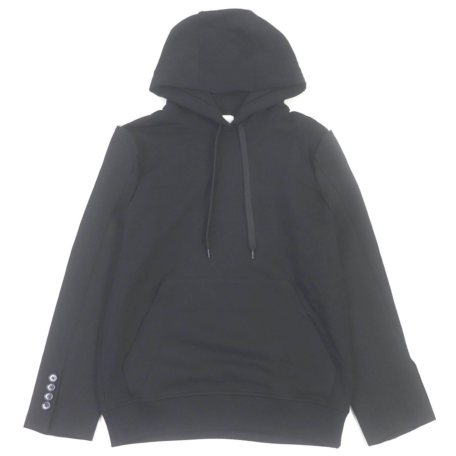 未使用品BURBERRY バーバリー 8040787 コットン100％ 袖切替デザイン プルオーバーパーカー ブラック XS イタリア製 正規品 ユニセックス
