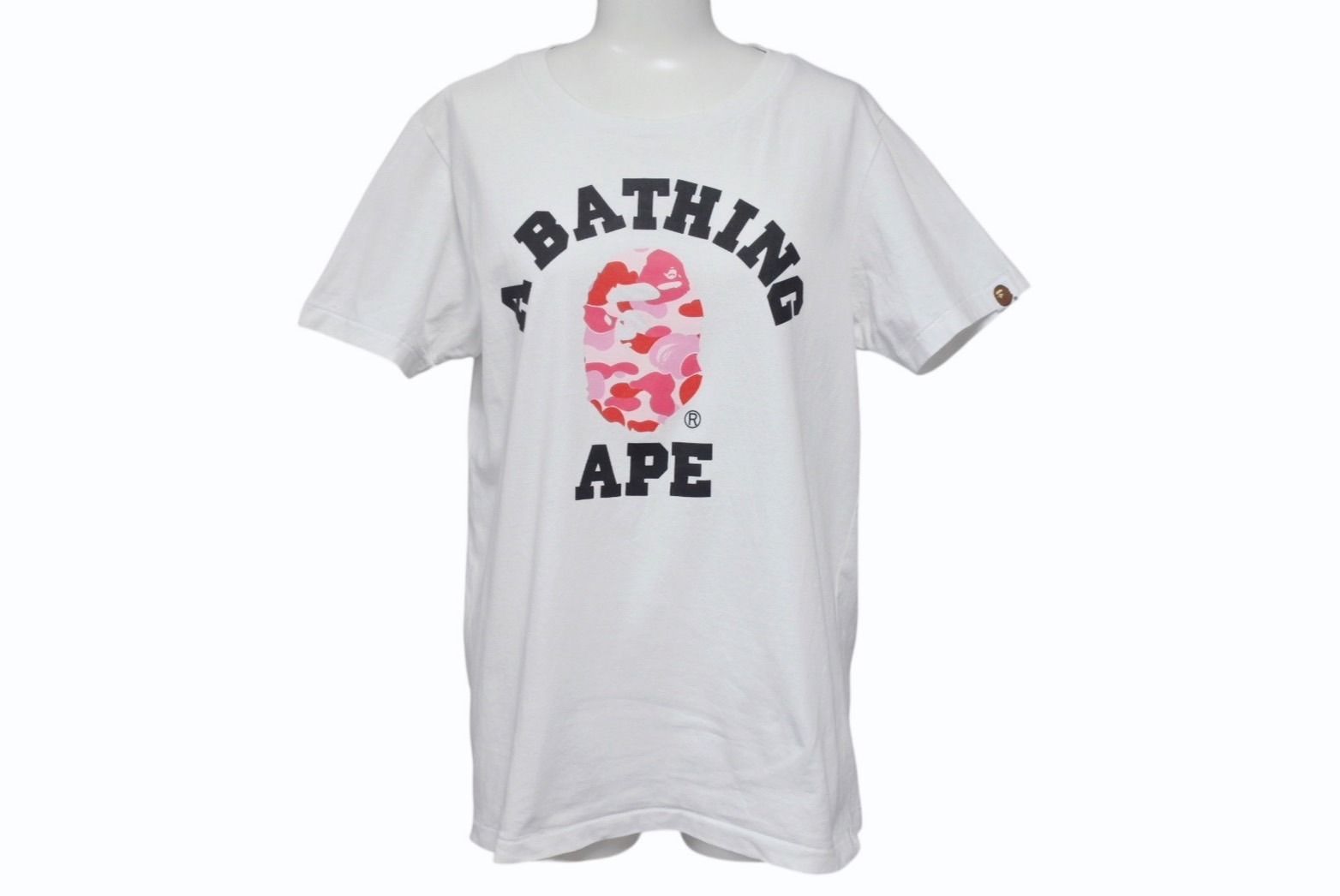 A BATHING APE アベイシングエイプ 半袖Tシャツ サイズ レディースS ピンクカモ ホワイト コットン ベイプ 4b001331
