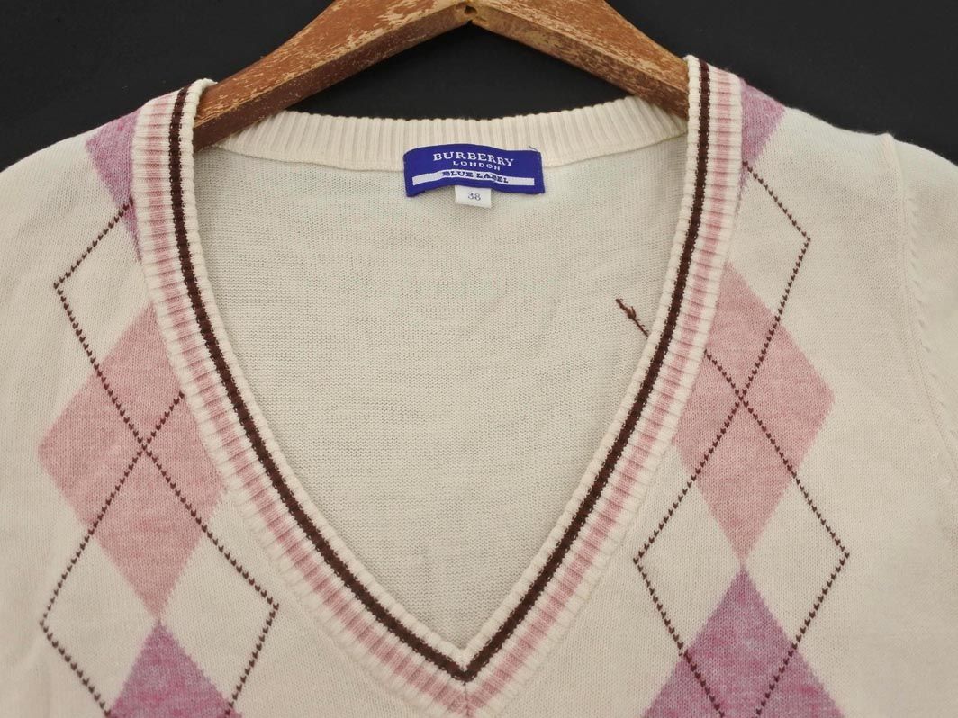 バーバリーブルーレーベル・美品アーガイル柄・ニット Burberry Blue Label アーガイルニット 38