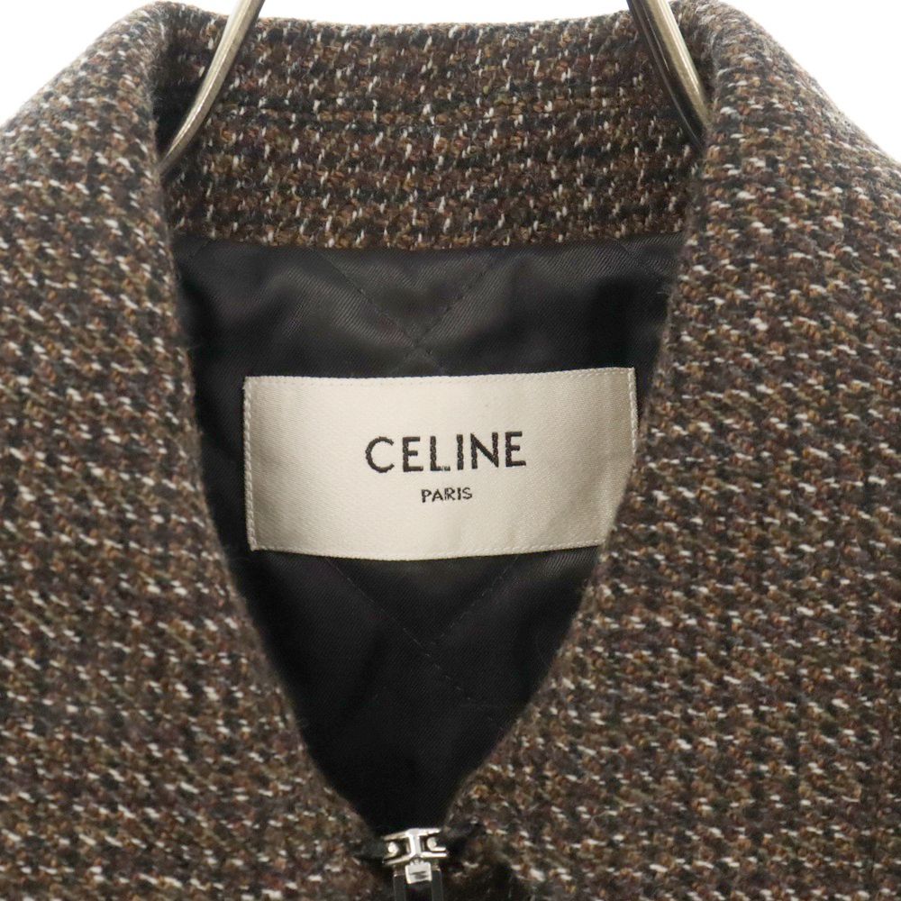 CELINE (セリーヌ) アビエーター ウールツイード ジップアップジャケット ブラウン 2W241022K - メルカリ