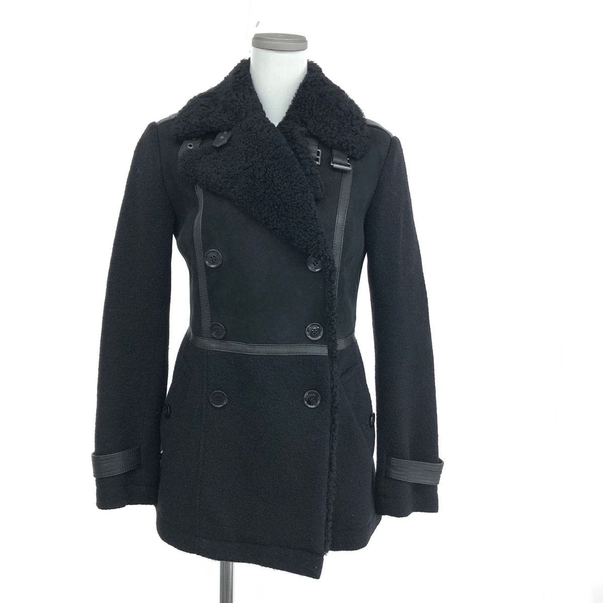 Burberry Brit バーバリーブリット ムートン切替ジャケット サイズUK6 ブラック レディース 240001134523
