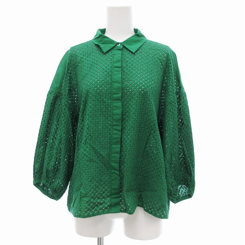 ヒロコビス ヒロココシノ 長袖ジャケット ジップアップ 緑 ９ B60 ヒロコビス HIROKO BIS シャツ ブラウス 長袖 パンチング 9 緑