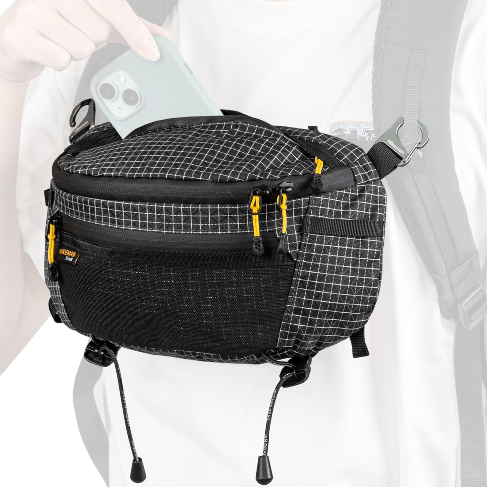 ウエストバッグ 登山 ポーチ 軽量 ウエストポーチ サコッシュ 腰袋 防水 大容量 登山用 アウトドア バイク 旅行 釣り (ブラック)