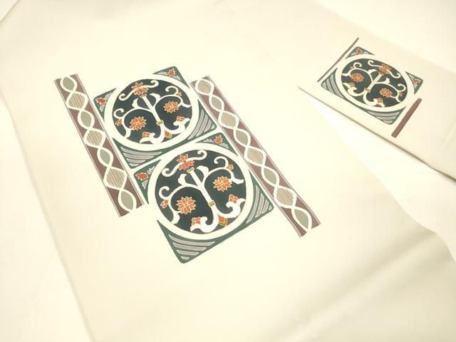 平和屋着物●塩瀬　九寸名古屋帯　刺繍　抽象花文　金彩　正絹　逸品　DAAY8099cm 平和屋着物○塩瀬 九寸名古屋帯 刺繍 抽象花文 金彩 正絹 逸品 DAAY8099cm