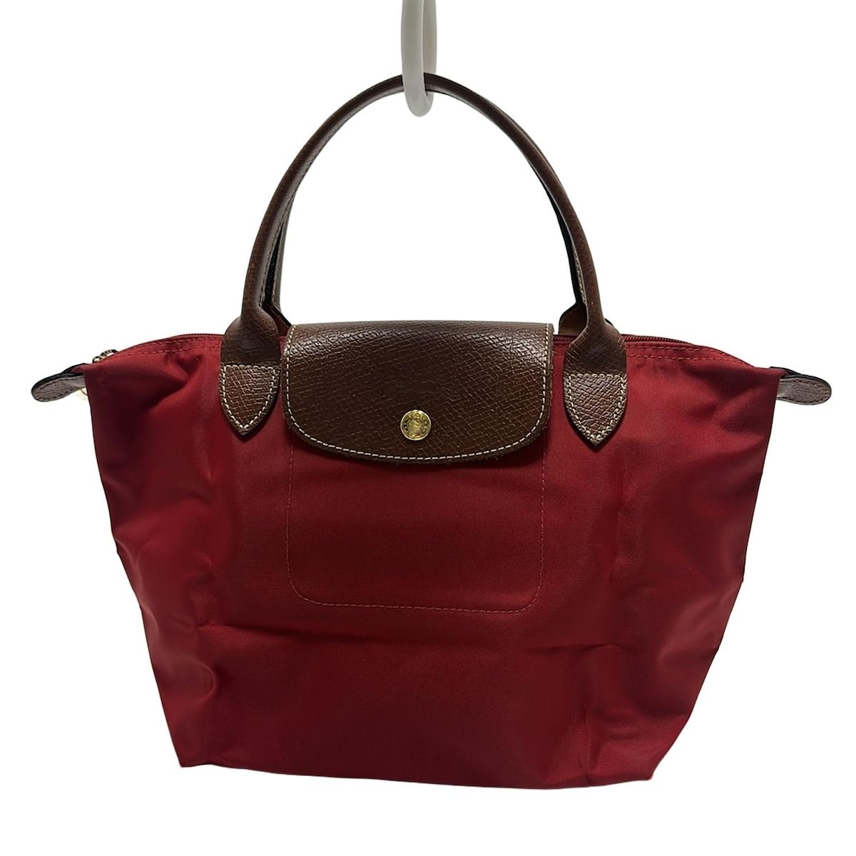 LONGCHAMP ロンシャン ハンドバッグ ル プリアージュオリジナル レッド×ブラウン 折りたたみ レザー