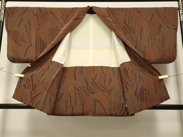 平和屋着物＃男性 道中着 切嵌斜線文 鬼しぼ縮緬 正絹 CAAT5630id