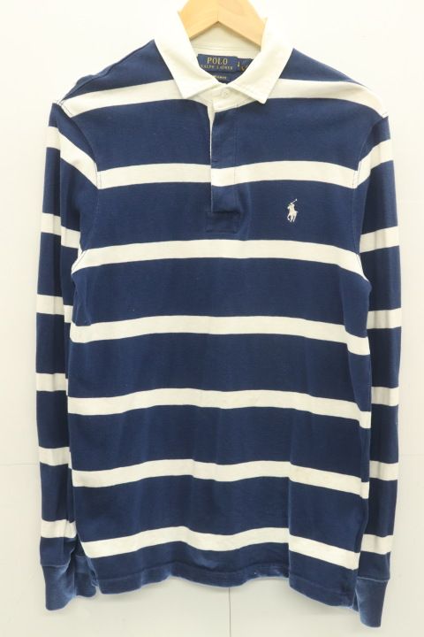  POLO RALPH LAUREN メンズラガーシャツ S ラガーシャツ POLO RALPH LAUREN S 白 ホワイト 紺 ネイビー ボーダー