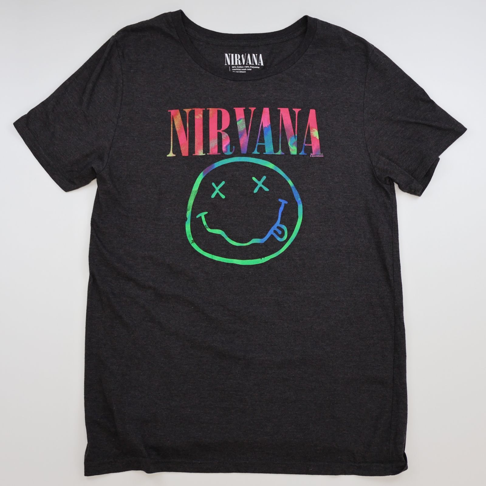 大きい割引 ニルヴァーナ】XXL グレー 2018 NIRVANA スマイル プリント T ミュージシャン
