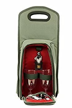 Wine Carrier Tote Bag - 7 Pcs Insulated Wine Bottle H er or Wine Case Picnic Set Red | Grey by Imperial Home