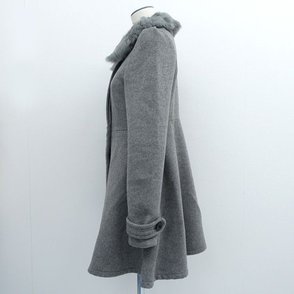MURUA / ムルーア ◇シックカラーフレアコート/ファー付き/グレー