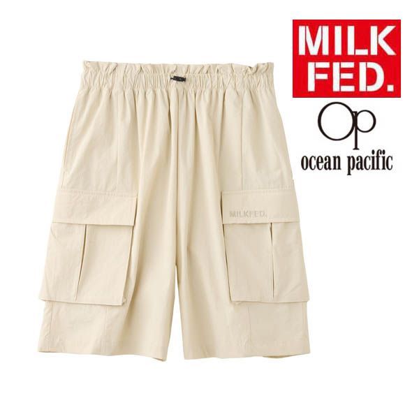 ミルクフェド 水着 ラッシュガード パンツ MILKFED OP CARGO SHORTS 103252031003 ラッシュガードパンツ レディース オフホワイト ホワイト 白 ショートパンツ ハーフパンツ カーゴパンツ オーシャンパシフィック op