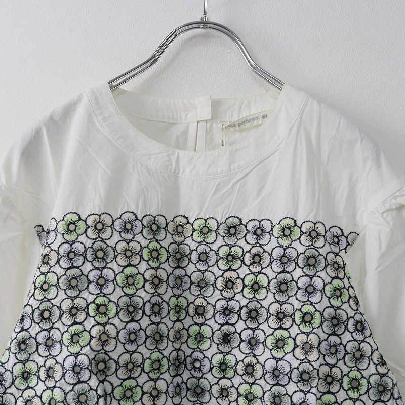 ミナペルホネン　　刺繍　トップス 楽天市場】mina perhonen ミナペルホネン vs1830 ﾎﾜｲﾄ ｺｯﾄﾝ×ｼﾙｸ