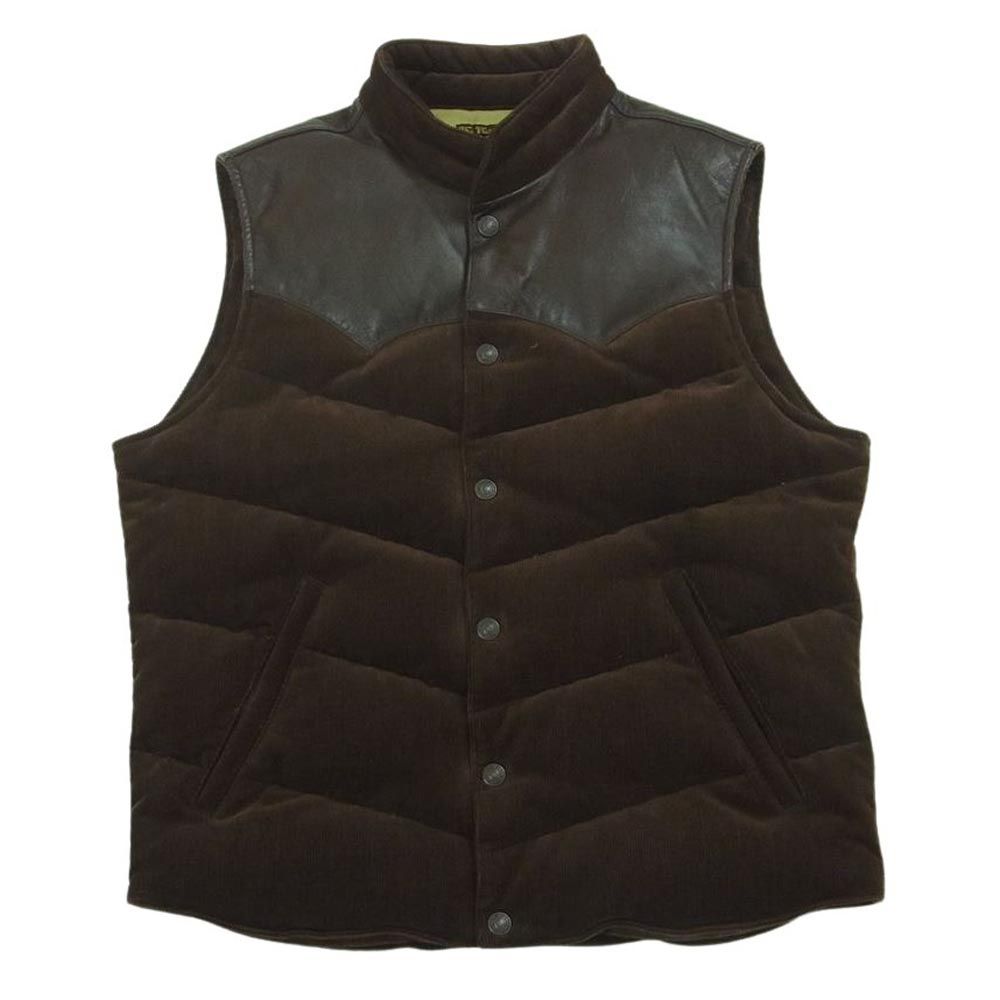 THE FLAT HERD フラットヘッド コーディロイ&本革ベスト Lサイズ THE FLAT HEAD ザフラットヘッド コーデュロイ レザー 切替 ダウン