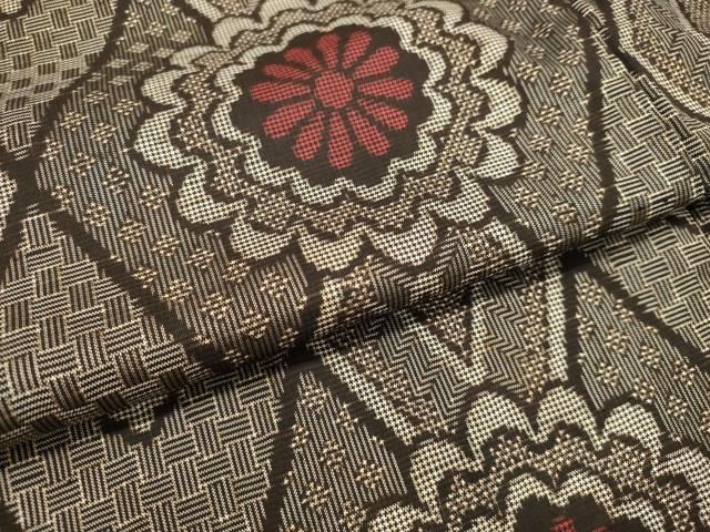 平和屋着物○希少 本場大島紬 龍郷絣 7マルキ 花菱文 正絹 逸品  