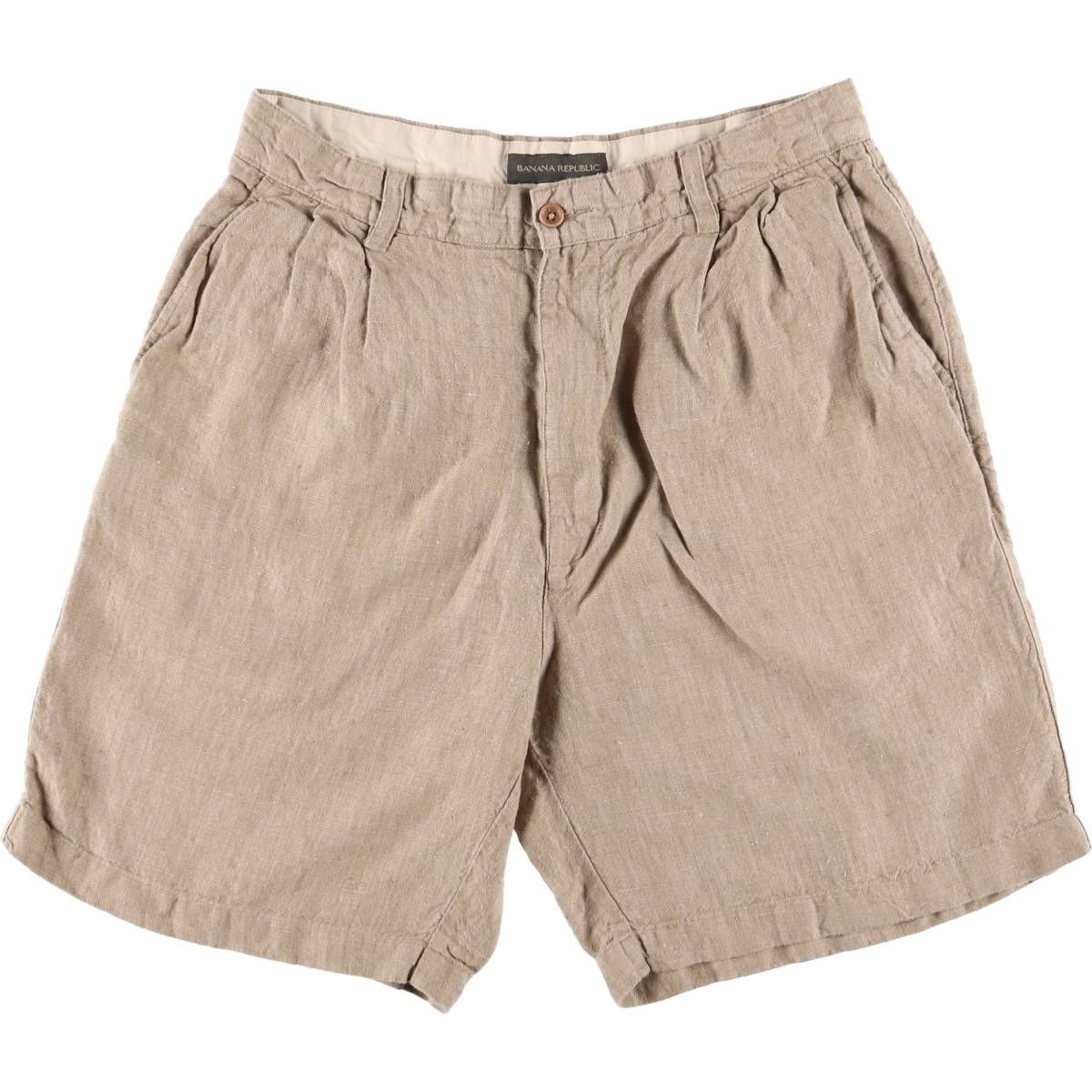 古着 00年代 バナナリパブリック BANANA REPUBLIC ツータック リネンショーツ ショートパンツ メンズw34相当|eaa549435