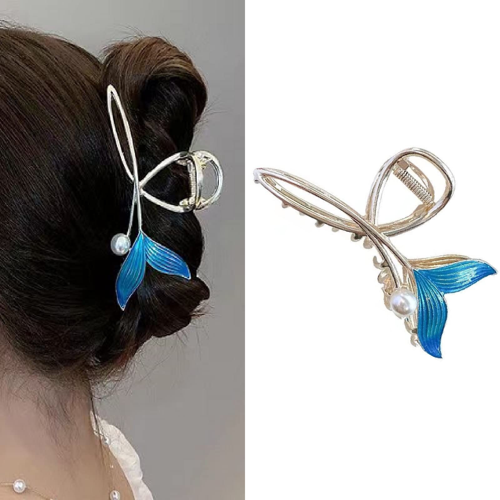 しっかりとまる へあくりっぷ 大 かみどめ クリップ 大きめ 髪留め ヘア レディース バンスクリップ 韓国風 シンプル おしゃれ HAPVITALヘアクリップ オフィス 贈り物 真珠の人魚