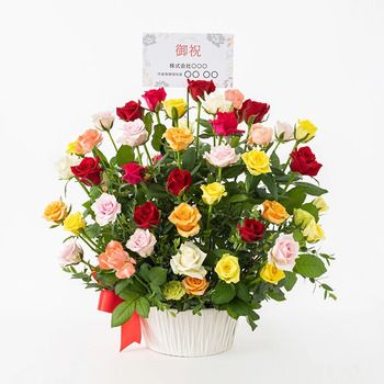 薔薇の御祝アレンジメント カラフル