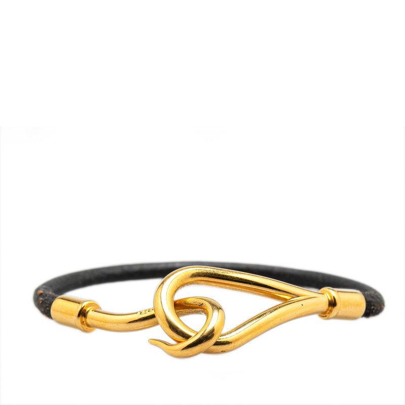 HERMES エルメス ジャンボ ブレスレット ブラック ゴールド エルメス ジャンボ ブラック ゴールド レザー メッキ レディース