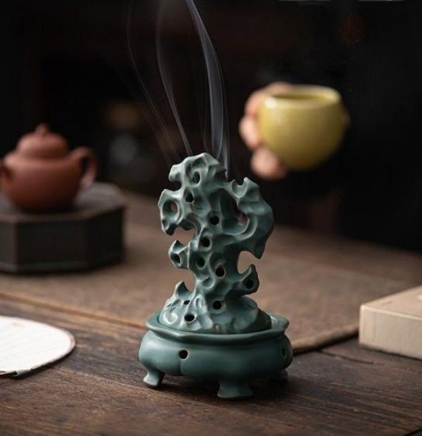 九尾狐の焼物 香炉 香道具蓋置 置物