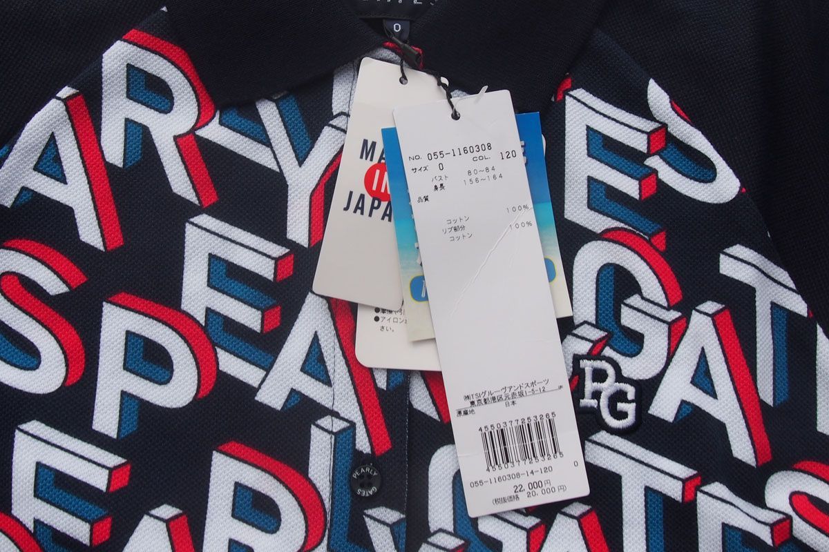 【新作数量】 ｜♥｜パーリーゲイツ｜pearly gates｜PG PROシリーズ 総柄ロゴ メッシュ調 半袖ポロシャツ｜レディース ゴルフウェア｜0｜NVY 100％品質保証！