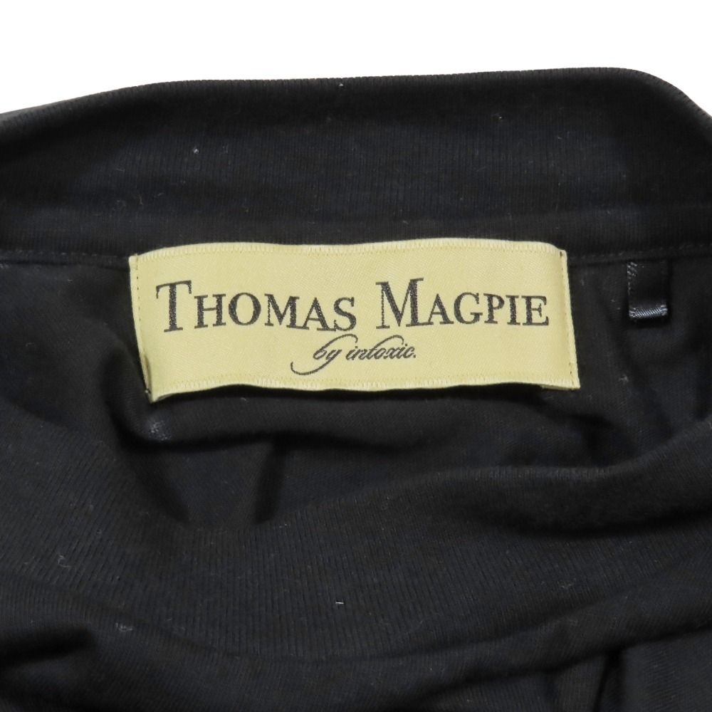 美品 THOMAS MAGPIE トーマスマグパイ パフスリーブ半袖 カットソー 刺〓 ブラウス シアー 花柄 ボタニカル トップス 38 黒 レディース 古着 中古 美品 THOMAS MAGPIE トーマスマグパイ パフスリーブ半袖