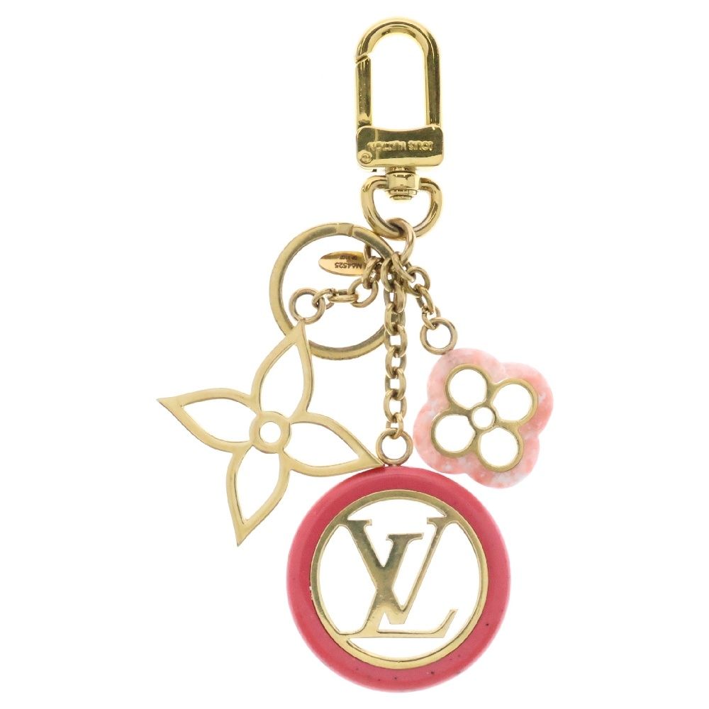 LOUIS VUITTON ルイヴィトン モノグラム ポルトクレ ライン フラワーチャーム キーホルダー ゴールド M64525