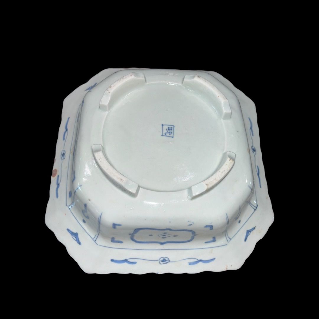 古伊万里 染付 角皿 骨董 陶器 時代物 蔵出し 古美術 四方皿