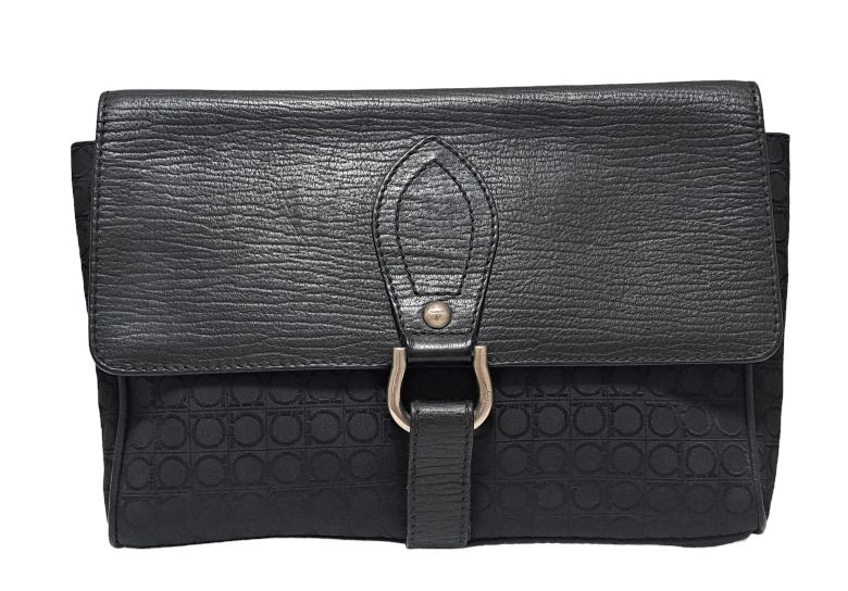 フェラガモ セカンドバッグ クラッチバッグ ガンチーニ レザー  DS-24 5572 ブラック 黒 キャンバス 紳士用 メンズバッグ Salvatore Ferr フェラガモ セカンドバッグ クラッチバッグ ガンチーニ レザー DS-24