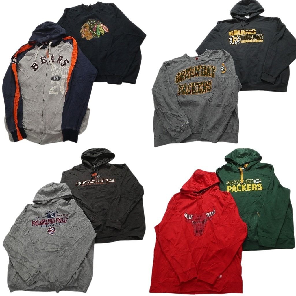 古着卸 まとめ売り プロチーム スウェット 8枚セット (メンズ 2XL /3XL )NFL パッカーズ ベアーズ ブルズ ブラウンズ NHL 中古 古着 MY2831