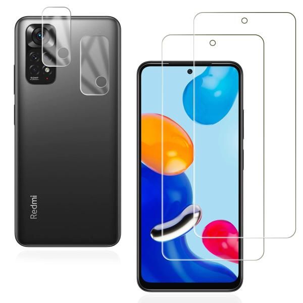 美品　redmi note 11 64g ガラスフィルム、ケース付き 4枚入り】FOR Xiaomi Redmi Note 11 用のガラスフィルム 2枚