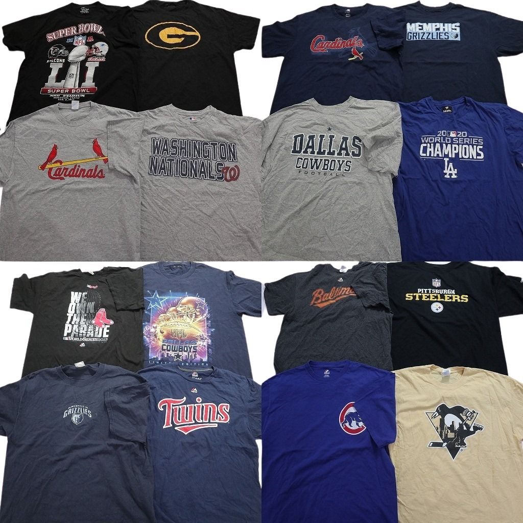 古着卸 まとめ売り プロチーム 半袖Tシャツ 16枚セット (メンズ XL ) NHL NFL MLB レッドソックス カウボーイズ MS4245