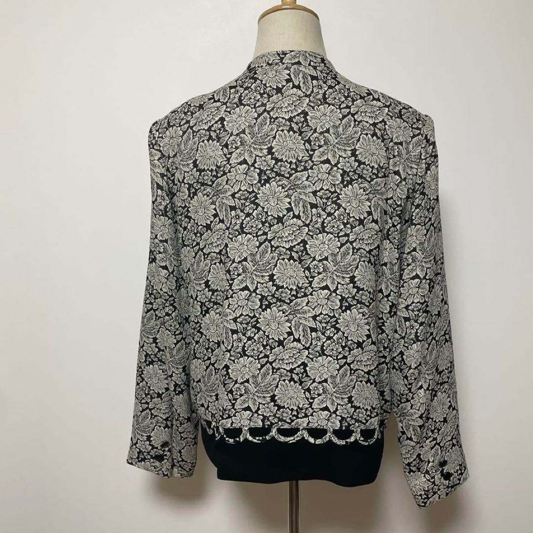ノーカラージャケット 花柄 15BR レーヨン混 ラメ 日本製 - メルカリ