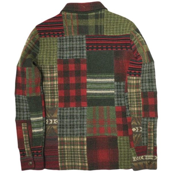 RRL ダブルアールエル Patchwork Work Shirt Sweater パッチワーク ワークシャツ セーター 782840978001 XS RED Double RL 長袖 チェック クレイジーパターン 定価202,400円 トップス【中古】【RRL】 RRL - RRL ダブルアールエル Patchwork Work Shirt Sweater パッチ