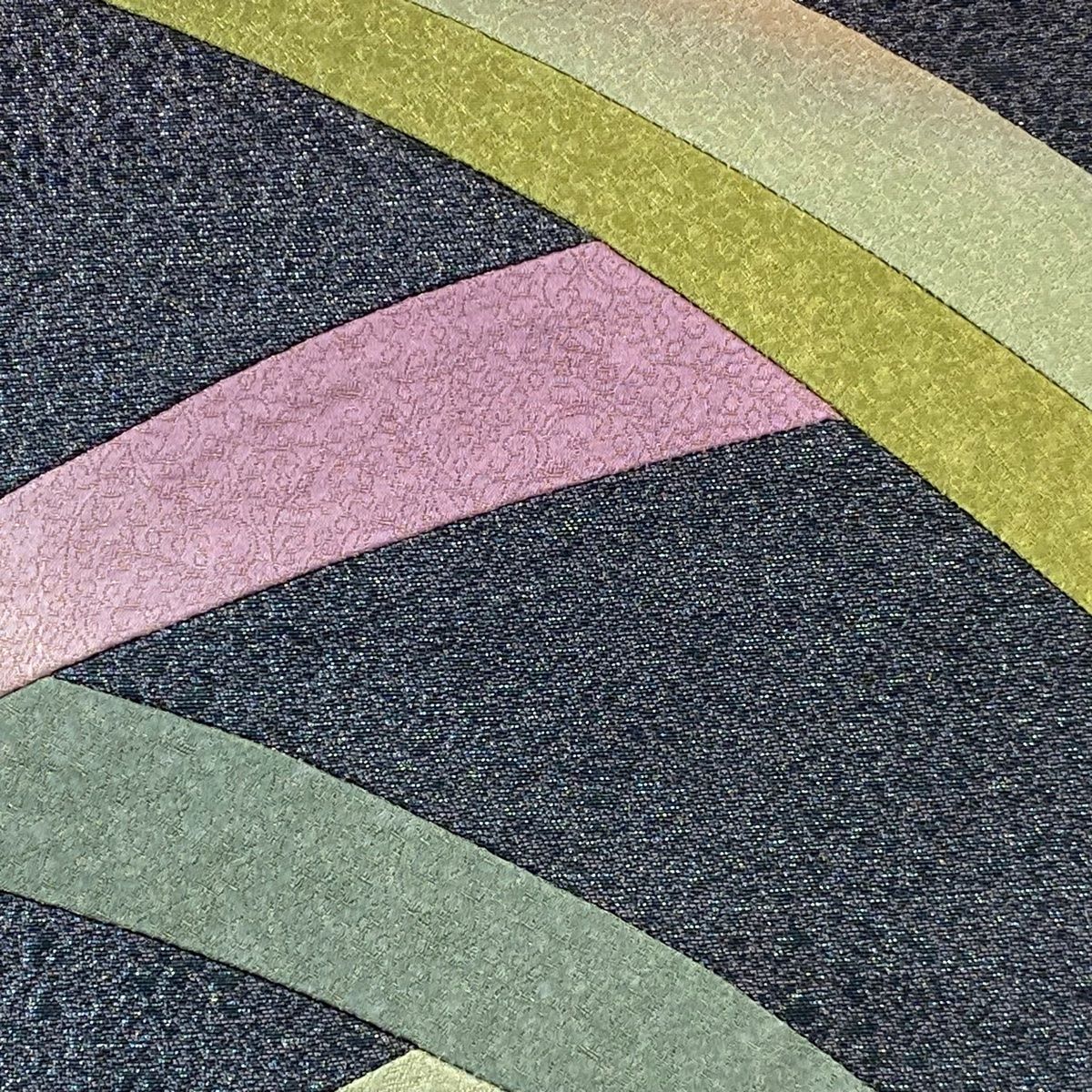 付け帯 秀品 作り帯 幾何学 唐草 切嵌 金通し 紫 正絹