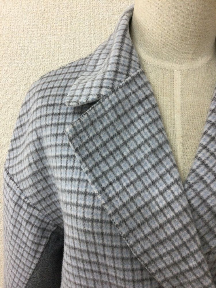 FENNEL グレー系チェック テーラーコート 柔らか手触り サイズ38