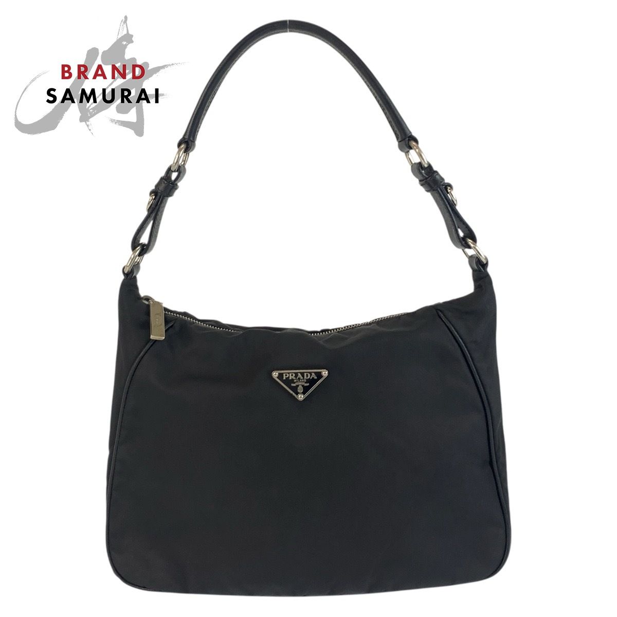 PRADA プラダ テスート 三角ロゴプレート ブラック 黒 シルバー