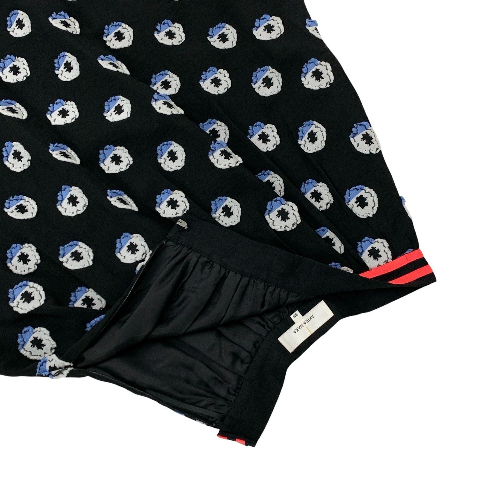 AKIRANAKA アキラナカ フラワーモチーフ スカート ブラック 36