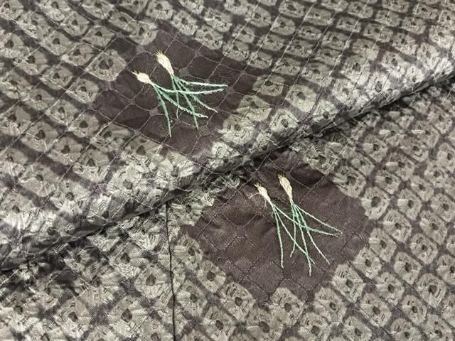 平和屋着物○上質な小紋 総絞り 刺繍 エシャロット 正絹 逸品